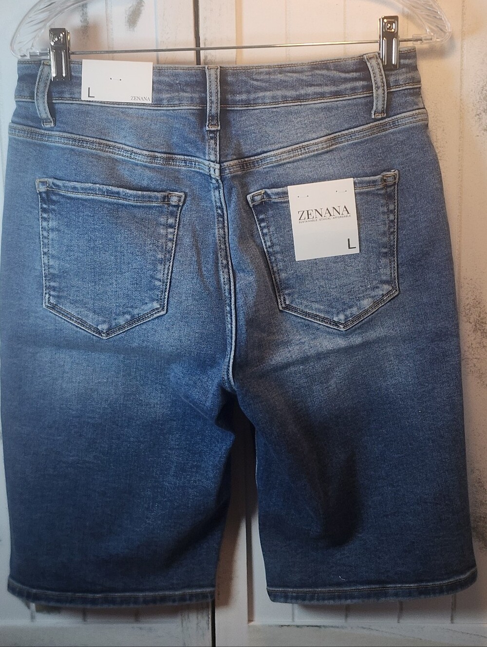 Zenana High-Rise Denim Distressed Bermuda Shorts - Picture 10 of 10
